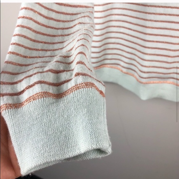 J Crew mint & rose gold metallic striped sweater - Picture 4 of 7